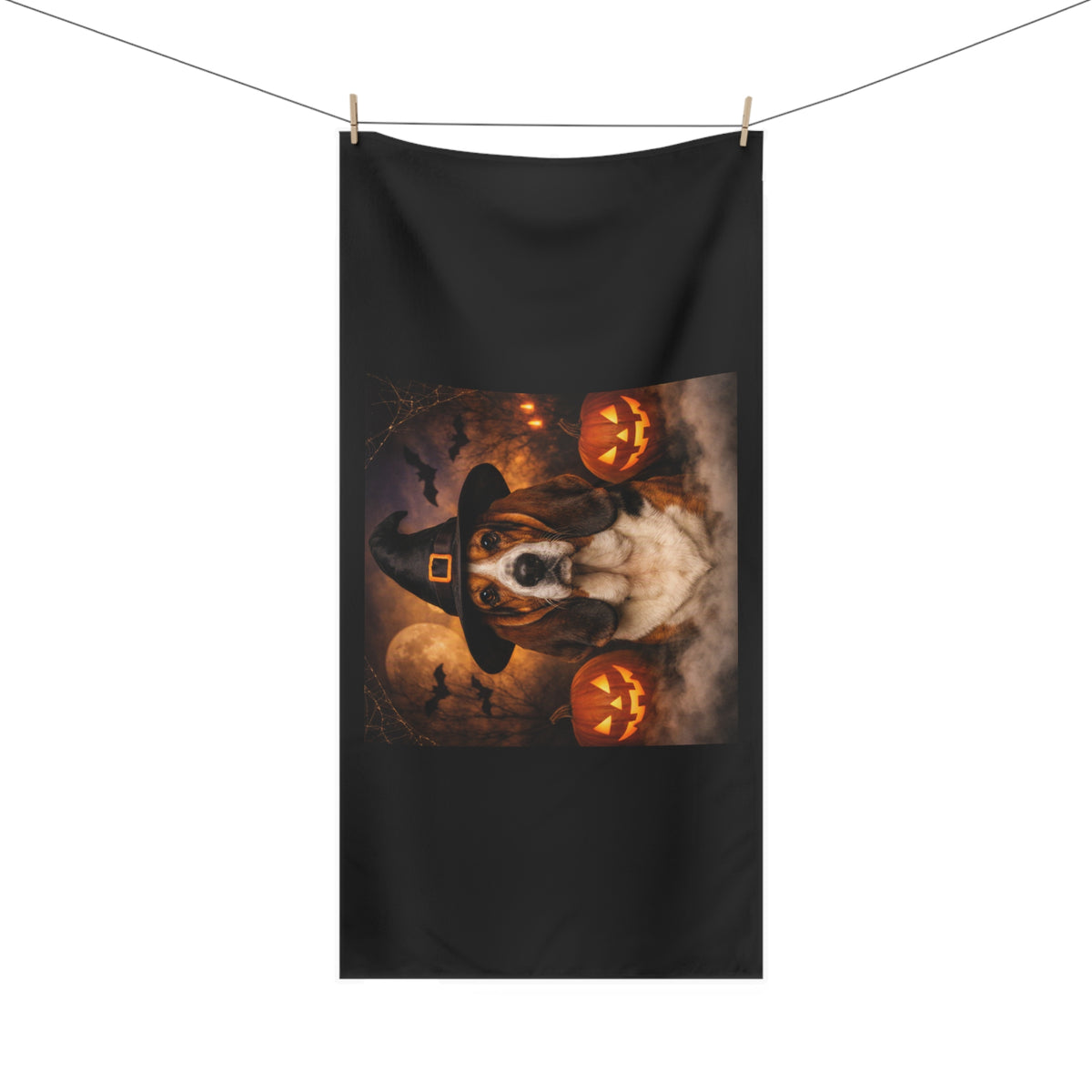 Witch Hat Pack Basset Mink-Cotton  Beach Towel