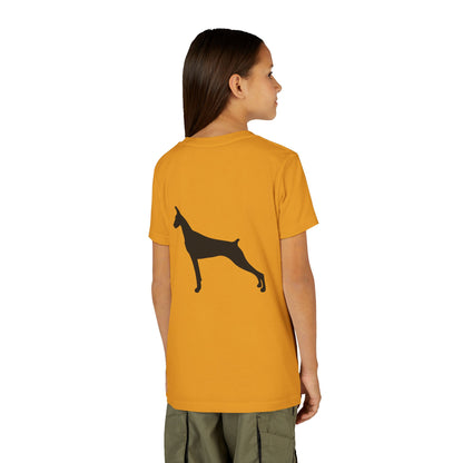 Doberman Silhouette Youth Unisex Short Sleeve Crewneck Tee