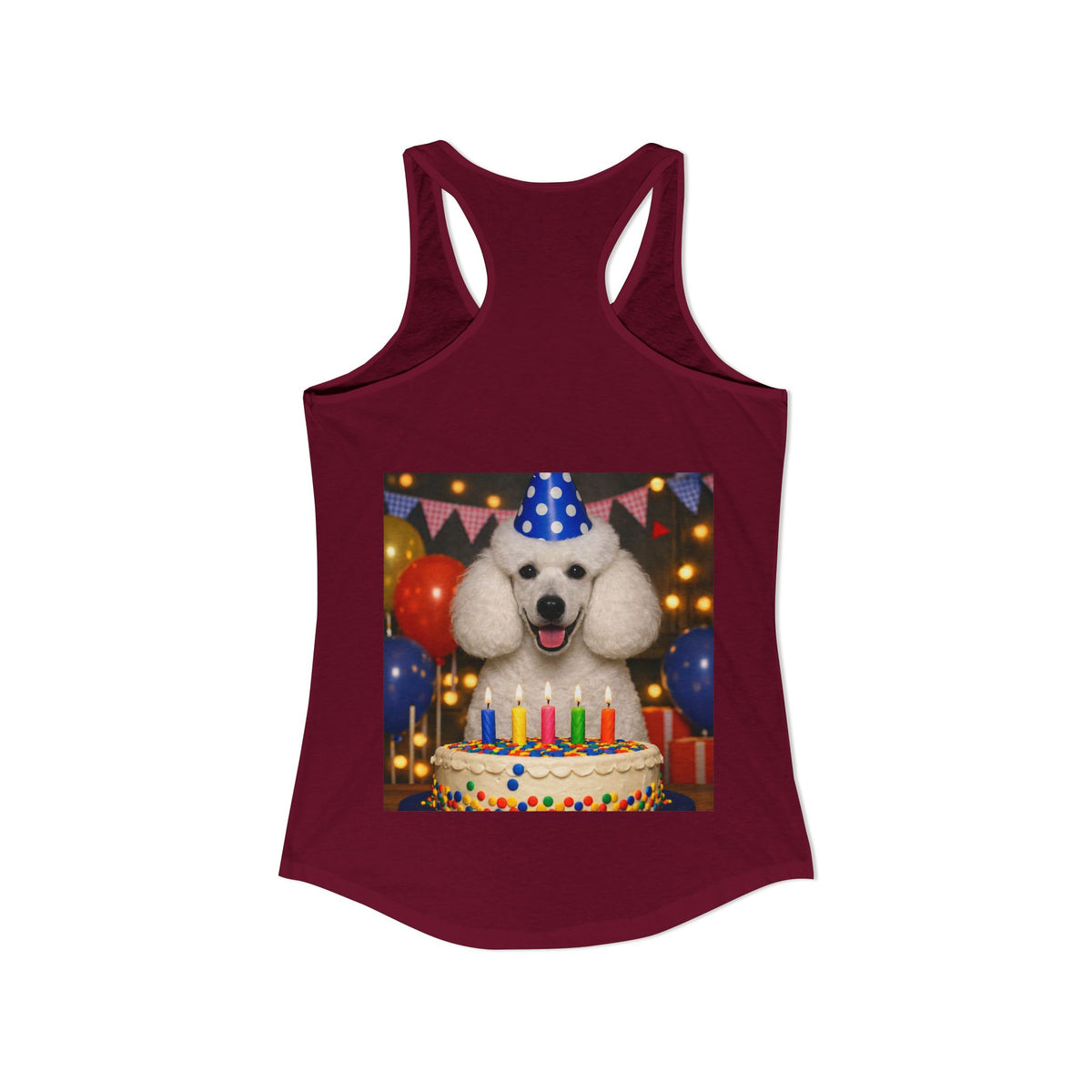 Birthday Buddy Poodle Women's Racerback Tank