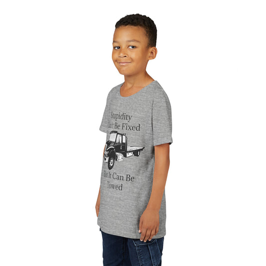 Stupidity Flatbed Tow Truck Youth Unisex Short Sleeve Crewneck Tee
