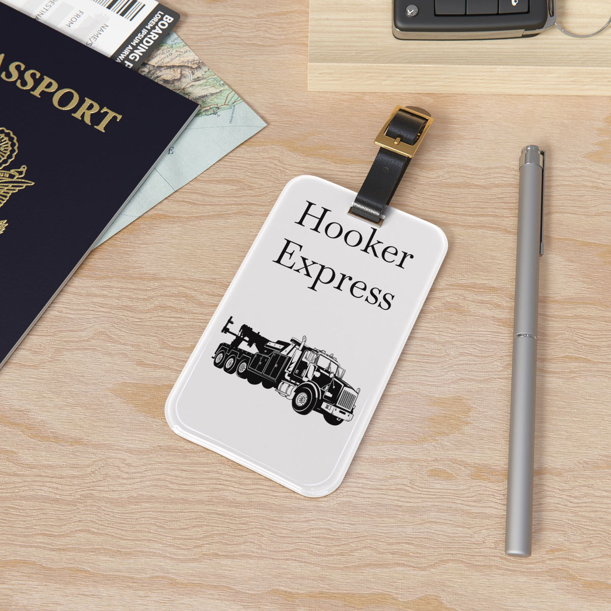H**ker Express Heavy Tow Truck Leather Strap Luggage Tag