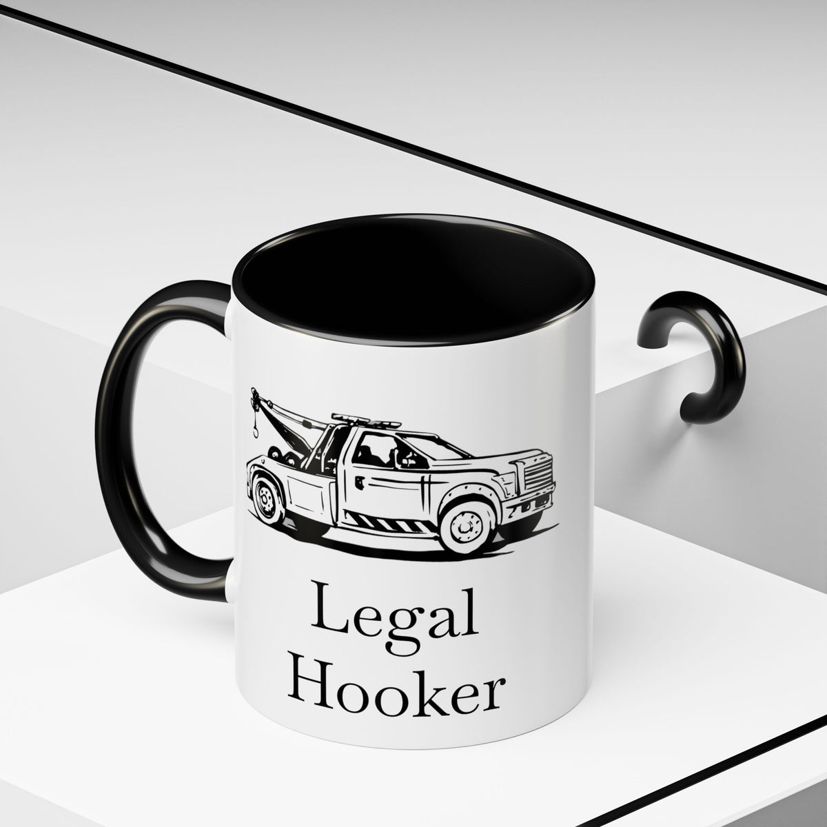 Legal H**ker Wheel Lift Tow Truck 2-Tone Coffee Mug