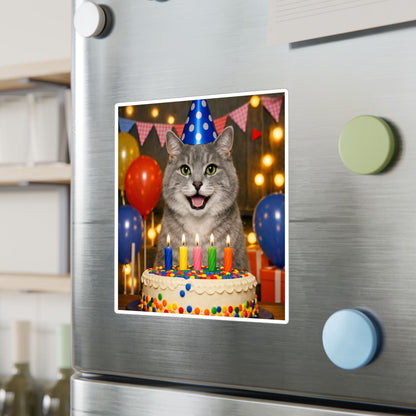 Birthday Buddy Cat Vinyl Decal