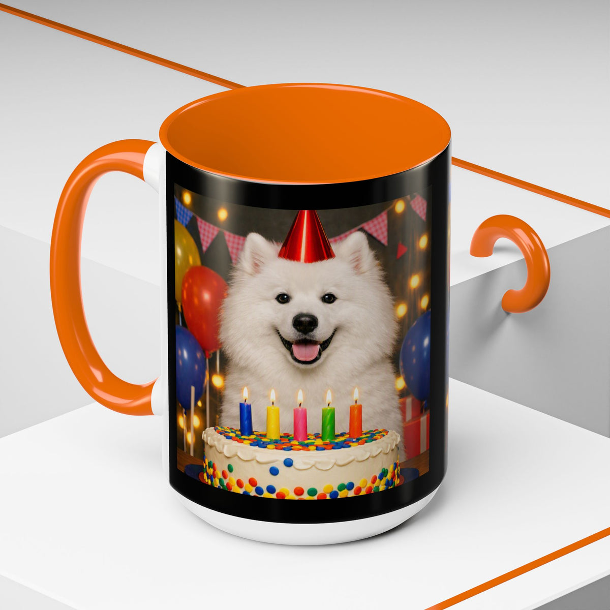 Birthday Buddy Samoyed 2-Tone Coffee Mug