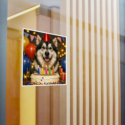 Birthday Buddy Malamute Vinyl Decal