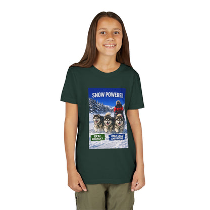Snow Powered Youth Unisex Short Sleeve Crewneck Tee
