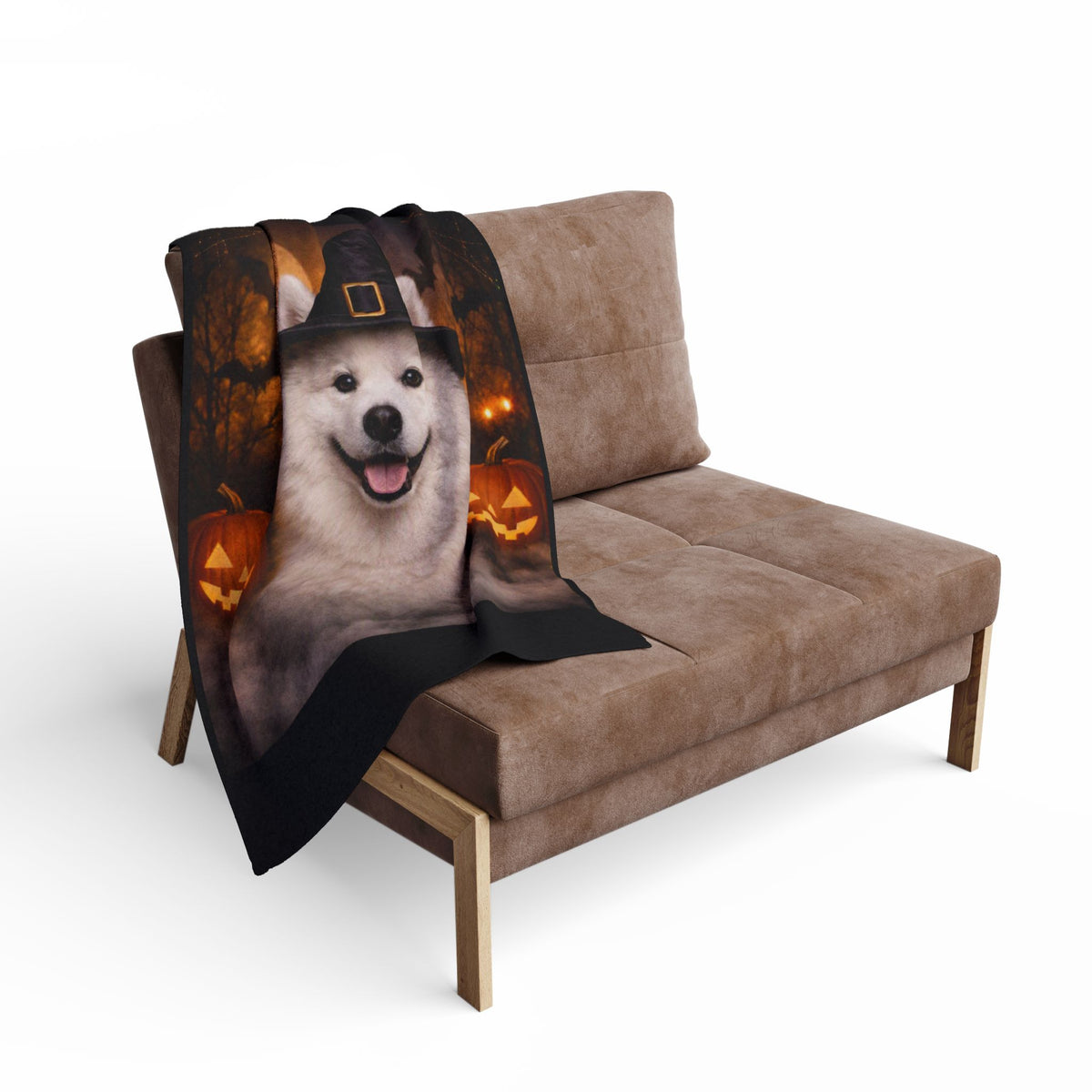 Witch Hat Pack Samoyed Arctic Fleece Blanket