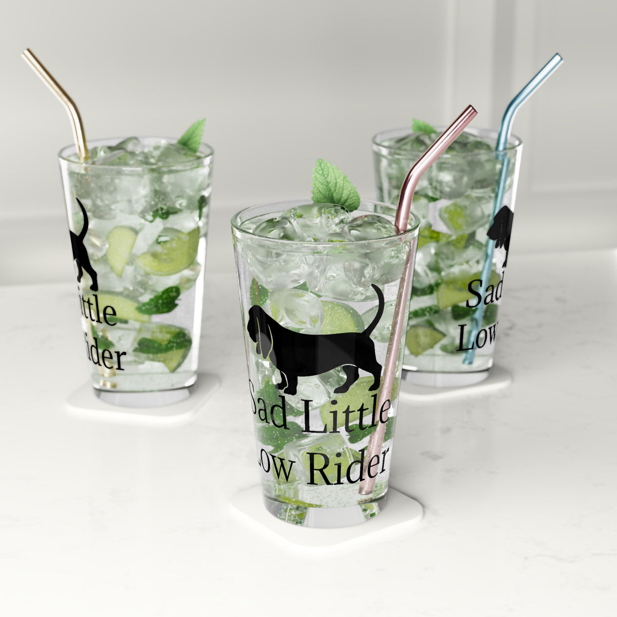 Sad Little Low Rider Drinking Glass