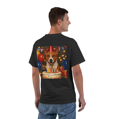 Birthday Buddy Basenji Men's Short-Sleeve Crewneck Tee