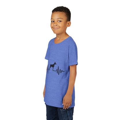My Heart Beats For Dobermans Youth Unisex Short Sleeve Crewneck Tee