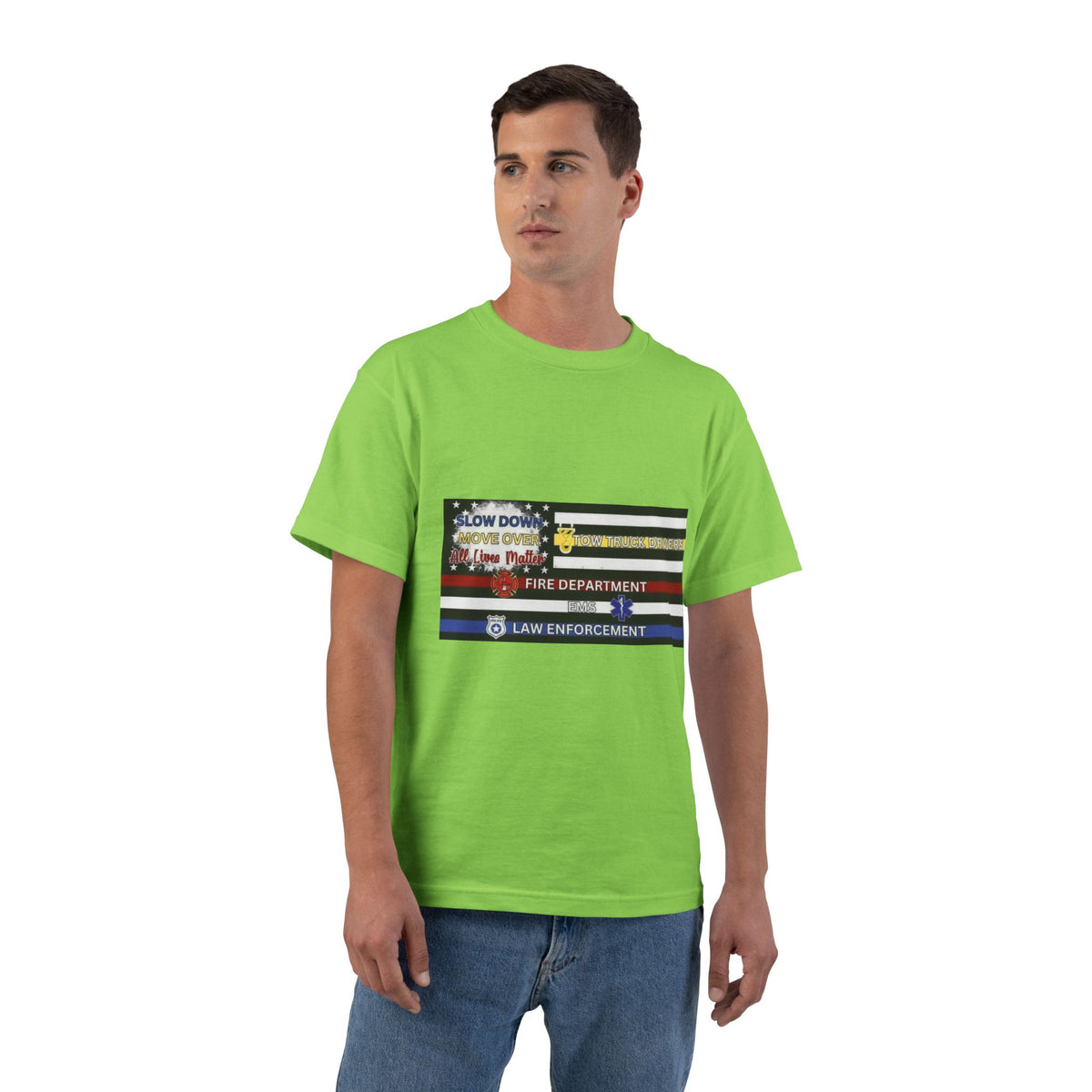 Slow Down Move Over Flag Men's Short-Sleeve Crewneck Tee