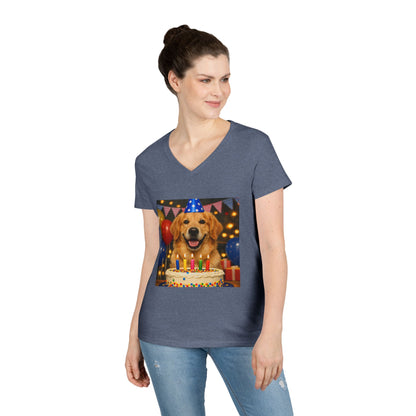 Birthday Buddy Golden Women's V-Neck Tee