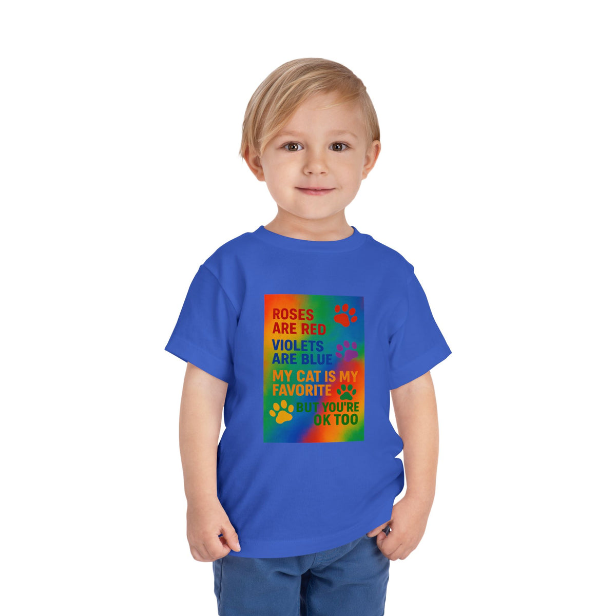 Roses Are Red Cat Toddler Unisex Short Sleeve Crewneck Tee