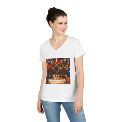 Birthday Buddy Bloodhound Women's V-Neck Tee