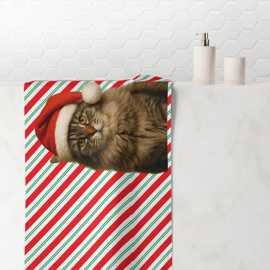 Santa Paws Cat Mink-Cotton  Beach Towel