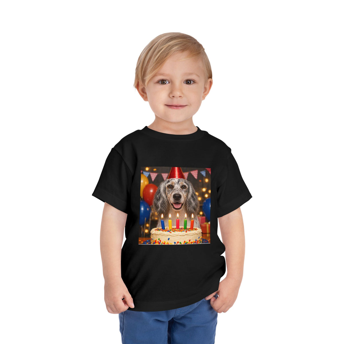 Birthday Buddy English Setter Toddler Unisex Short Sleeve Crewneck Tee