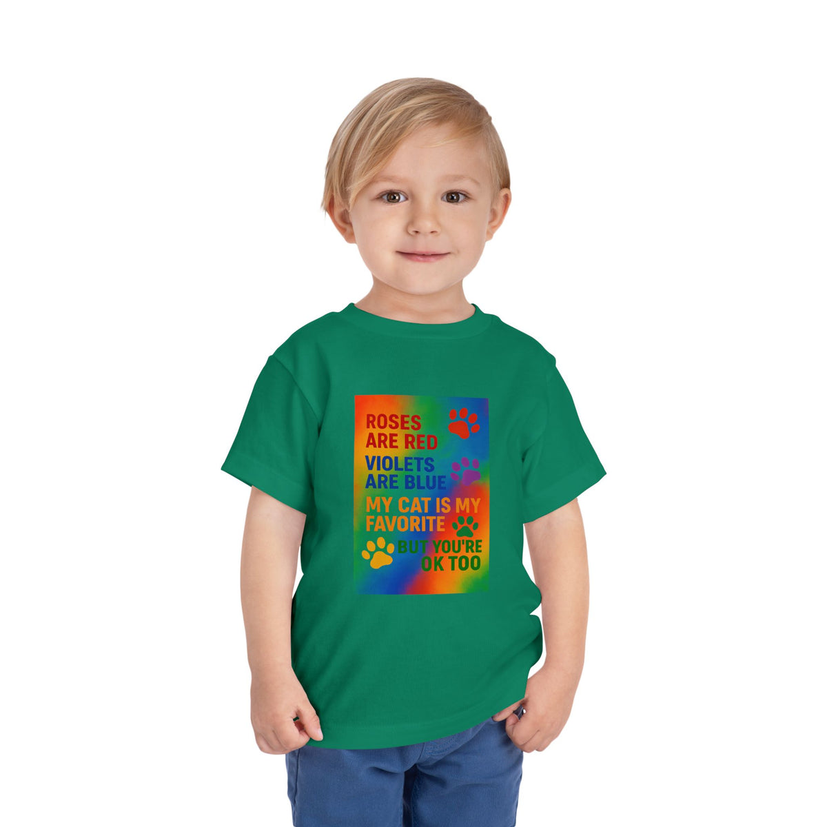 Roses Are Red Cat Toddler Unisex Short Sleeve Crewneck Tee