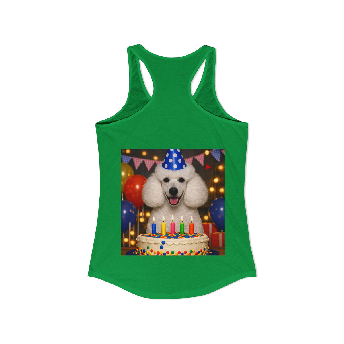 Birthday Buddy Poodle Women's Racerback Tank