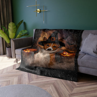 Witch Hat Pack Basenji Crushed Velvet Blanket