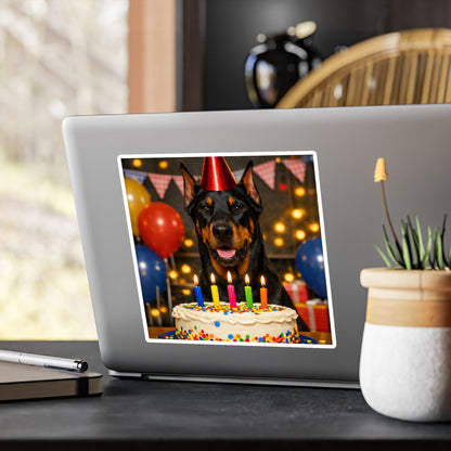 Birthday Buddy Doberman Vinyl Decal