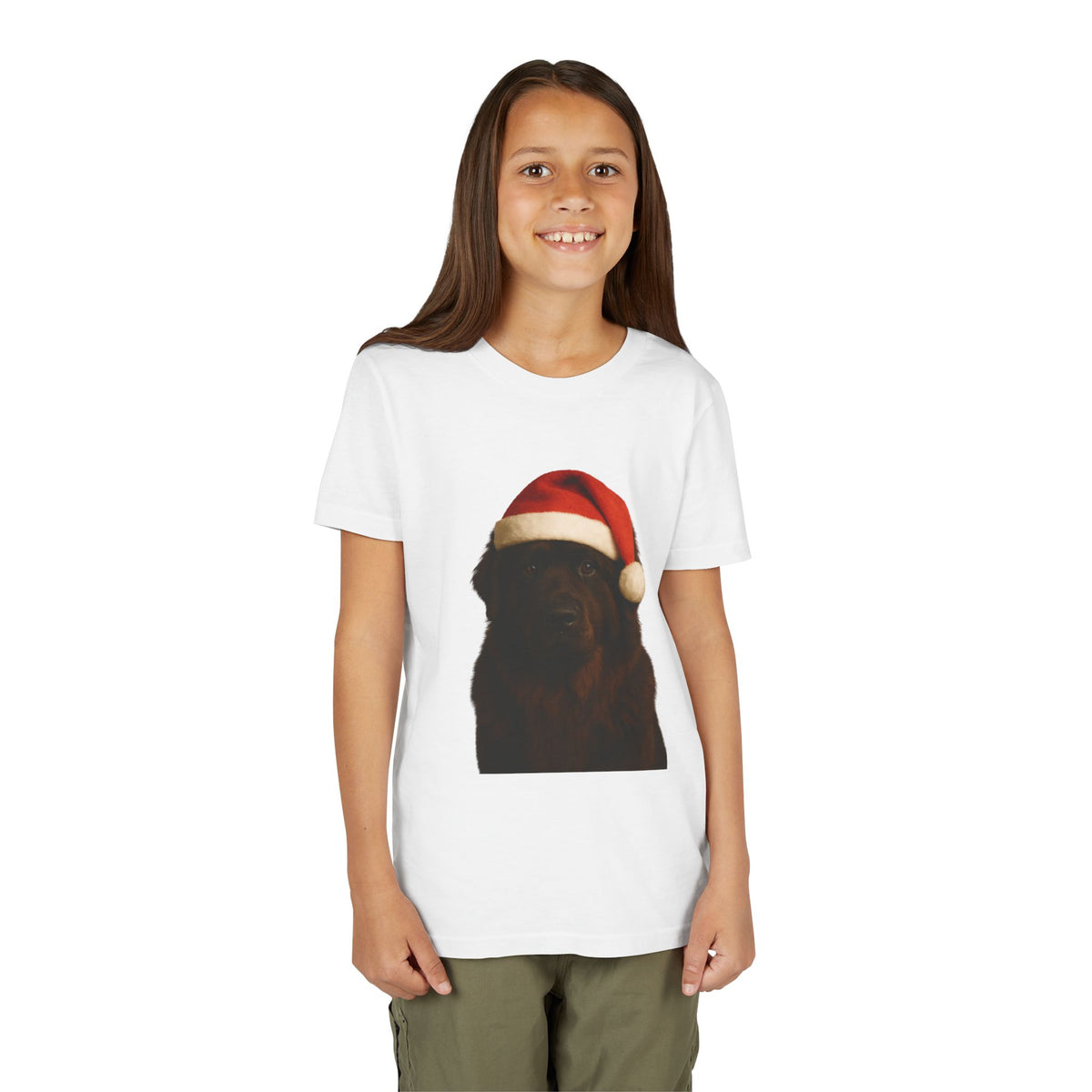 Santa Paws Newfie Youth Unisex Short Sleeve Crewneck Tee