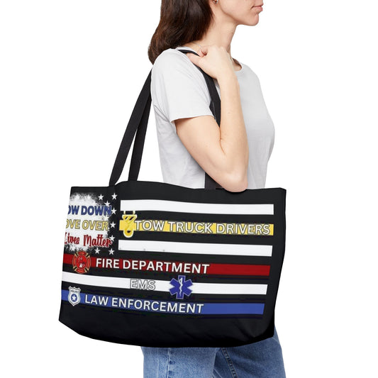 Slow Down Move Over Flag Weekender Tote Bag