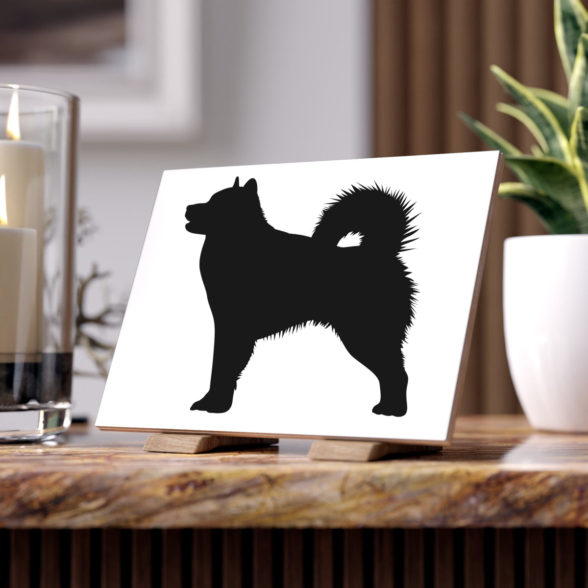 Malamute Silhouette Ceramic Photo Tile