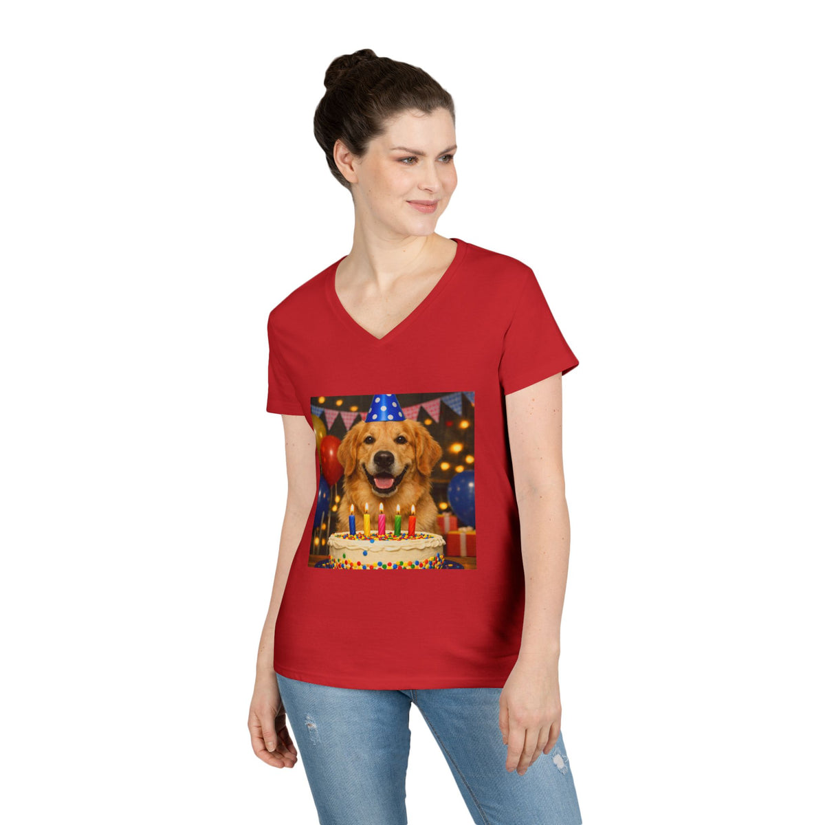 Birthday Buddy Golden Women's V-Neck Tee