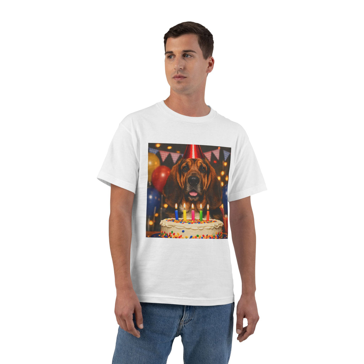 Birthday Buddy Bloodhound Men's Short-Sleeve Crewneck Tee