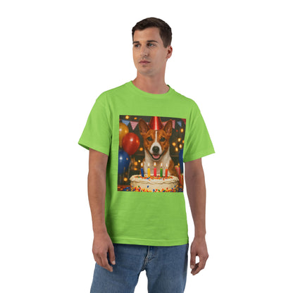 Birthday Buddy Basenji Men's Short-Sleeve Crewneck Tee