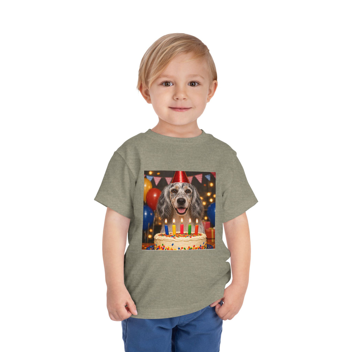 Birthday Buddy English Setter Toddler Unisex Short Sleeve Crewneck Tee