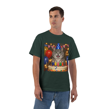 Birthday Buddy Cat Men's Short-Sleeve Crewneck Tee