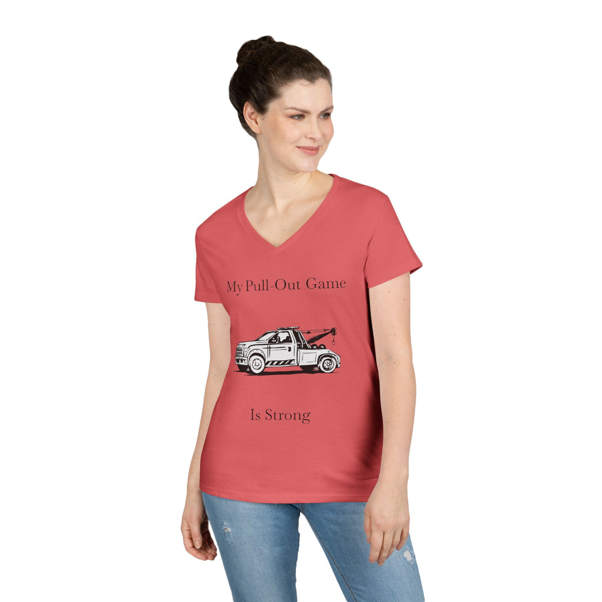 Pull Out Wheel Lift Tow Truck Women's V-Neck Tee