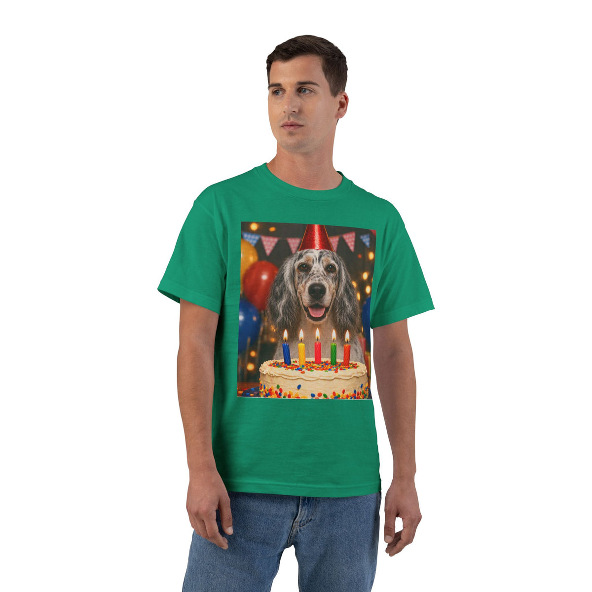 Birthday Buddy English Setter Men's Short-Sleeve Crewneck Tee