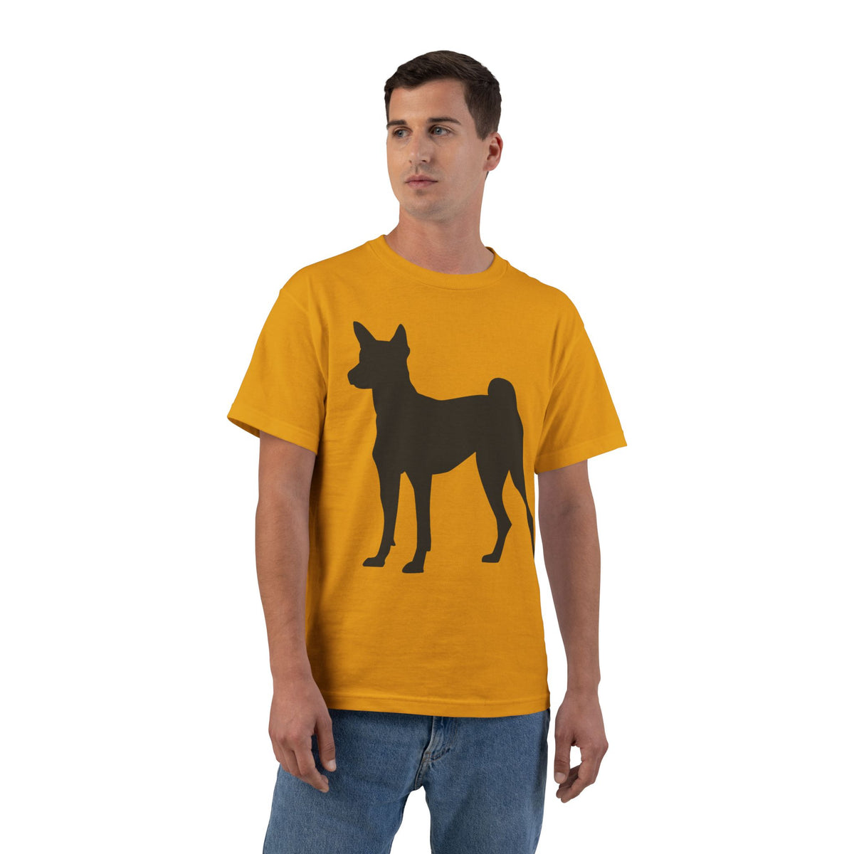 Basenji Silhouette Men's Short-Sleeve Crewneck Tee