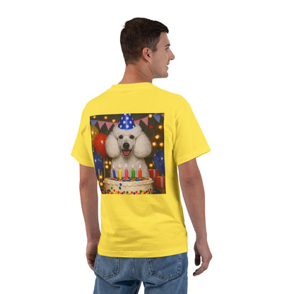 Birthday Buddy Poodle Men's Short-Sleeve Crewneck Tee