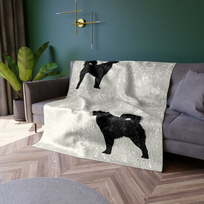 Malamute Silhouette Crushed Velvet Blanket