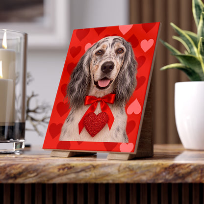 Cupid's Companion English Setter Ceramic Photo Tile