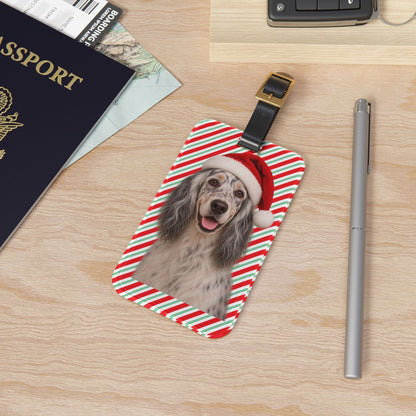 Santa Paws English Setter Leather Strap Luggage Tag