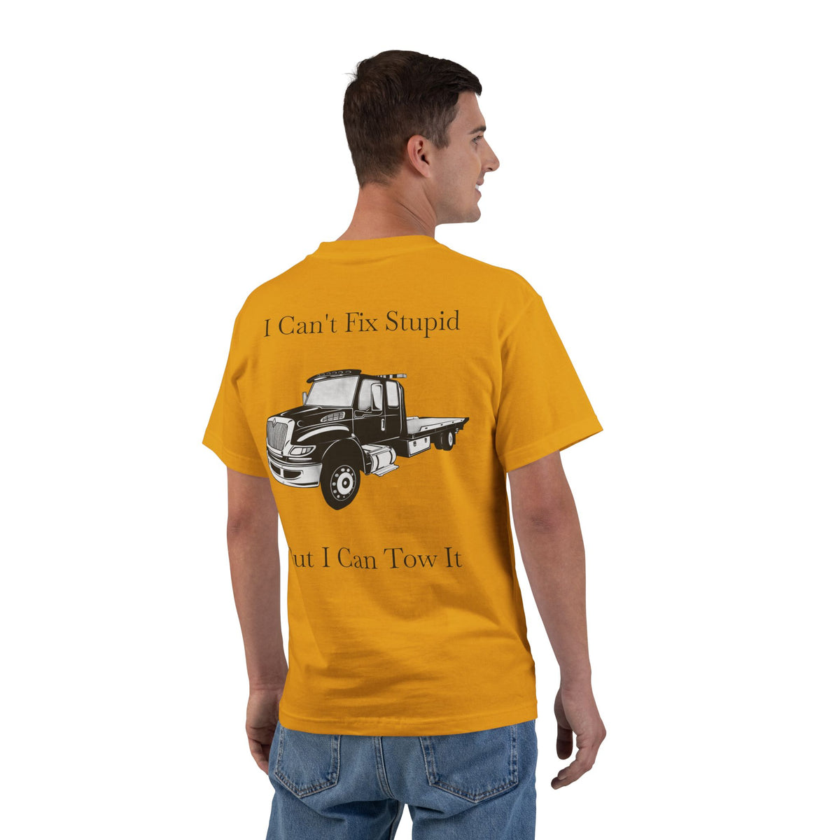 I Can't Fix Stupid Flatbed Men's Short-Sleeve Crewneck Tee