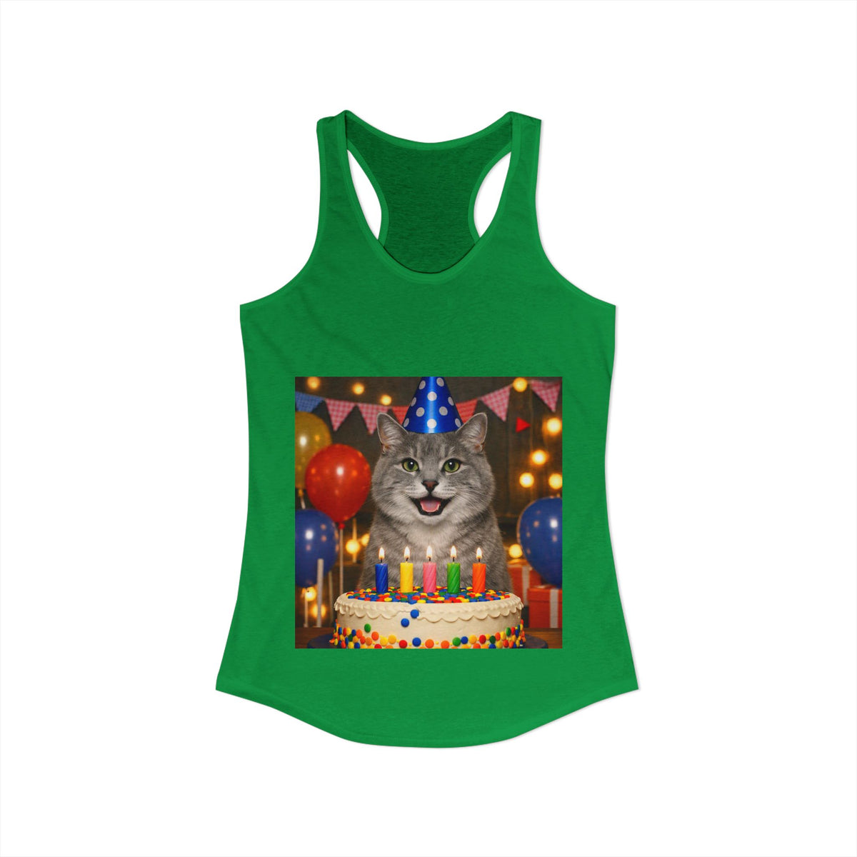 Birthday Buddy Cat Women's Racerback Tank