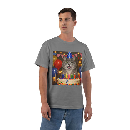 Birthday Buddy Cat Men's Short-Sleeve Crewneck Tee