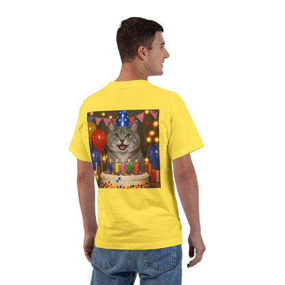 Birthday Buddy Cat Men's Short-Sleeve Crewneck Tee