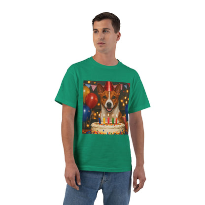 Birthday Buddy Basenji Men's Short-Sleeve Crewneck Tee