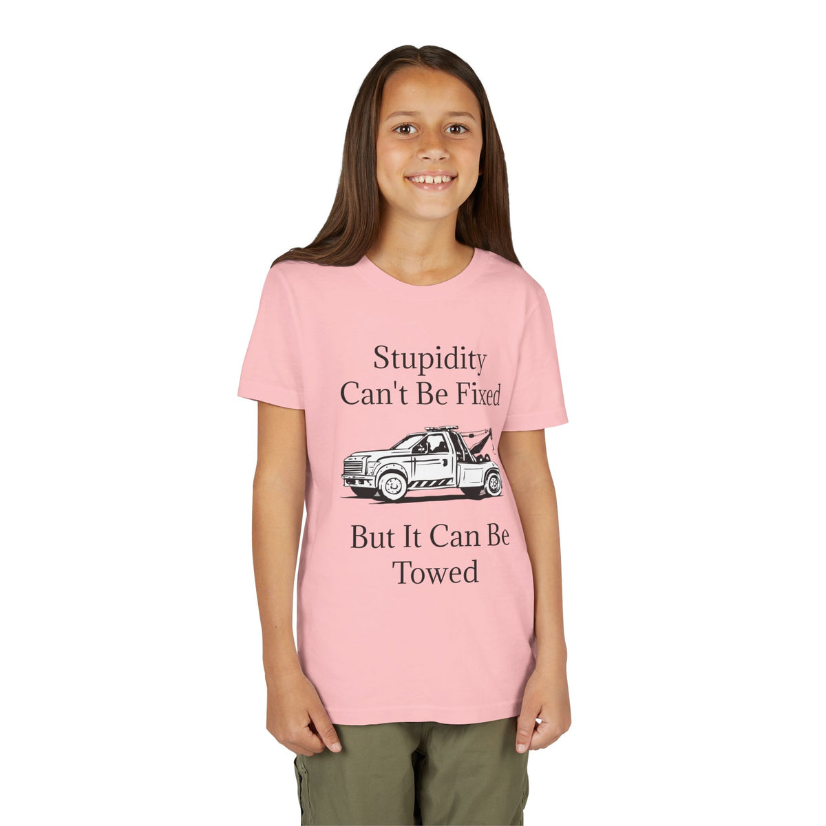 Stupidity Wheel Lift Tow Truck Youth Unisex Short Sleeve Crewneck Tee