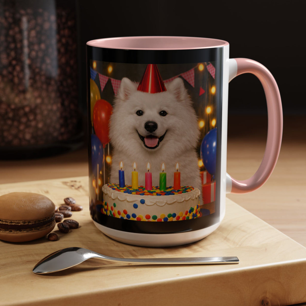 Birthday Buddy Samoyed 2-Tone Coffee Mug
