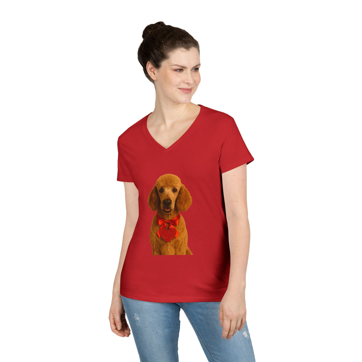 Cupid's Companion Poodle Women's V-Neck Tee