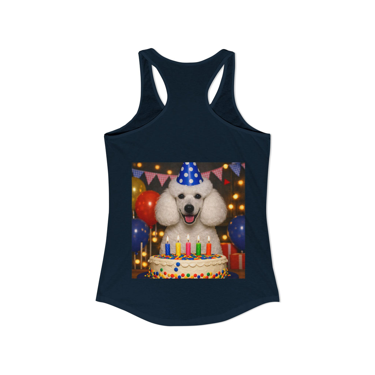 Birthday Buddy Poodle Women's Racerback Tank