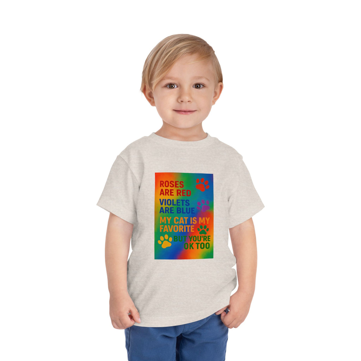 Roses Are Red Cat Toddler Unisex Short Sleeve Crewneck Tee