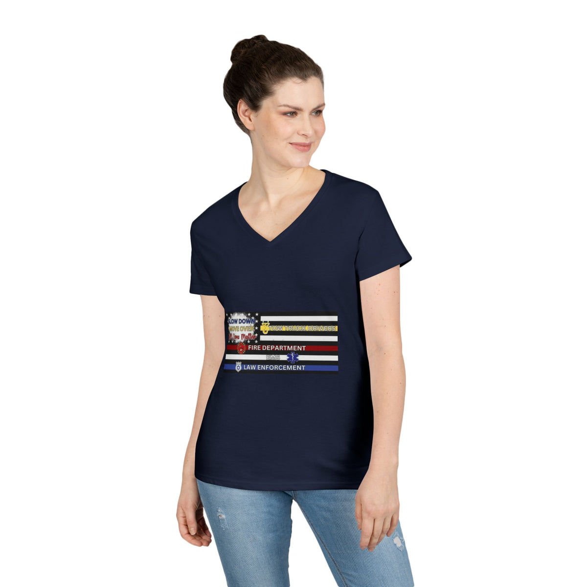 Slow Down Move Over Flag Women's V-Neck Tee